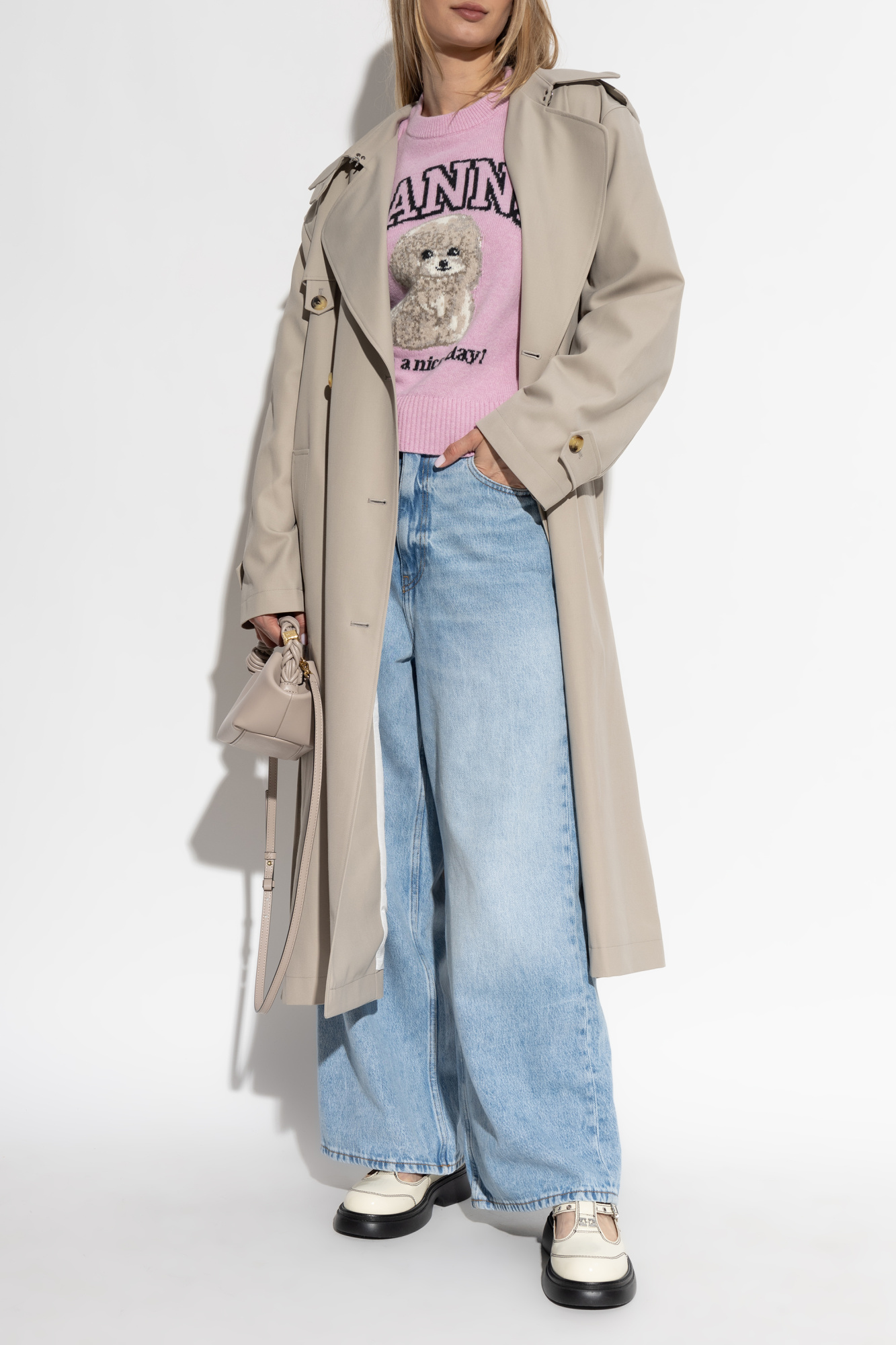 Pink Sweater with logo Ganni - Vitkac AS